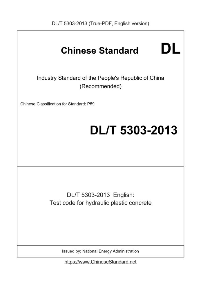 DL/T 5303-2013 English cover page