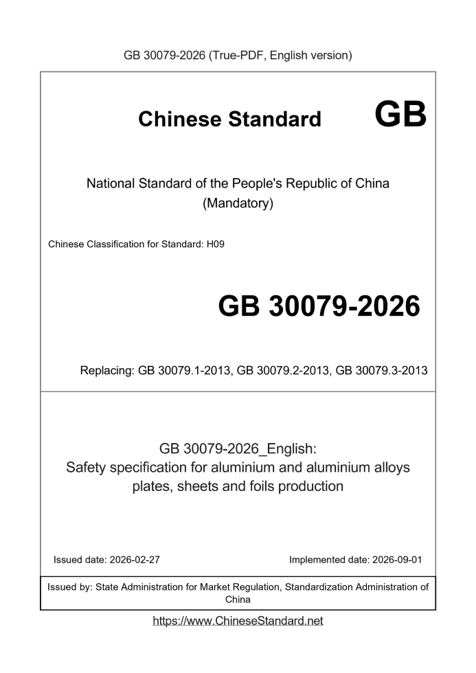 GB 30079-2026 English cover page
