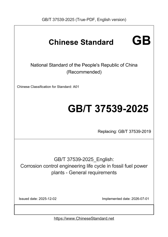 GB/T 37539-2025 English cover page