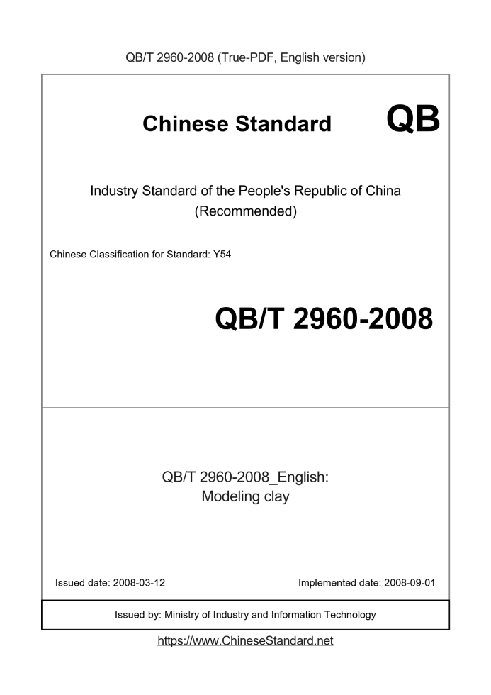 QB/T 2960-2008 English cover page